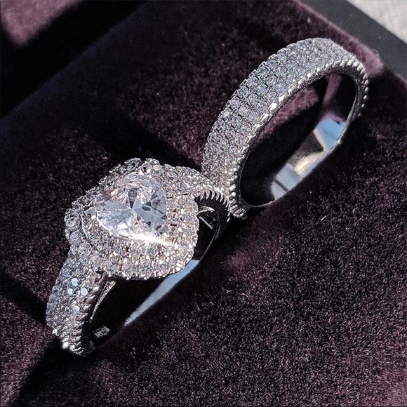 New 925 Silver Romantic Set Diamond Ring - Picture 3 of 5